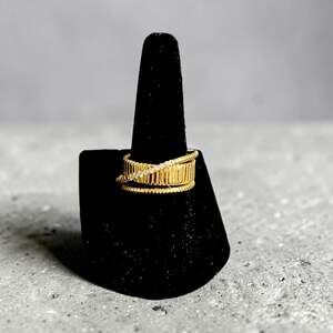 NEW! Gold Over EJ 925 Sterling Silver CZ Crisscross Statement Ring Sz 7